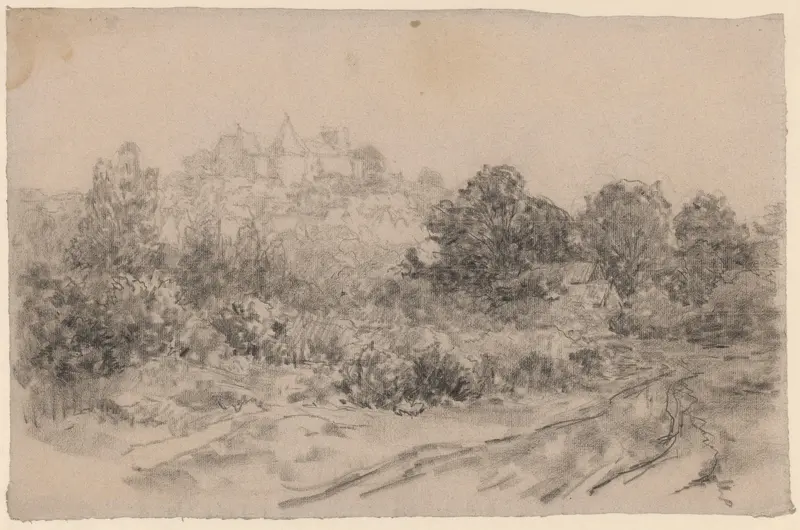 Landschap met gezicht op kasteel Bentheim Wall Art by Egbert Rubertus Derk Schaap - High-Resolution Digital Print