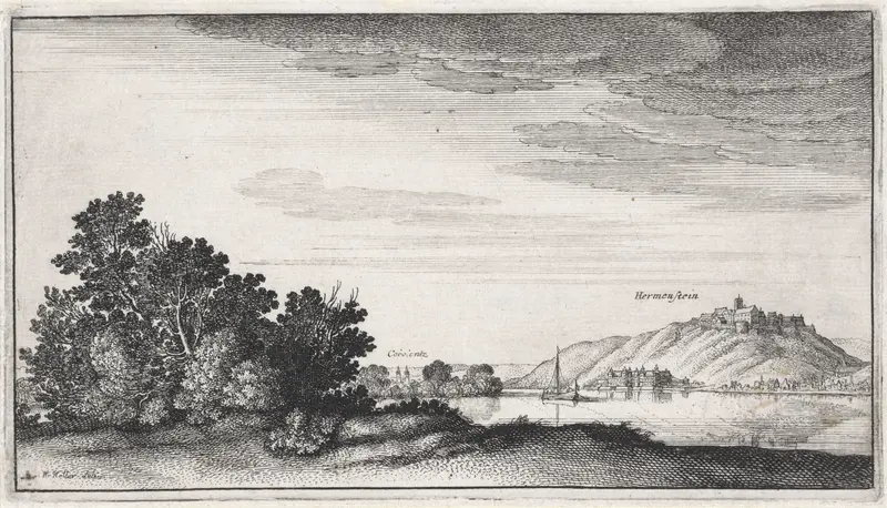 Landschap met gezicht op Koblenz en Ehrenbreitstein Wall Art by Wenceslaus Hollar - High-Resolution Digital Print