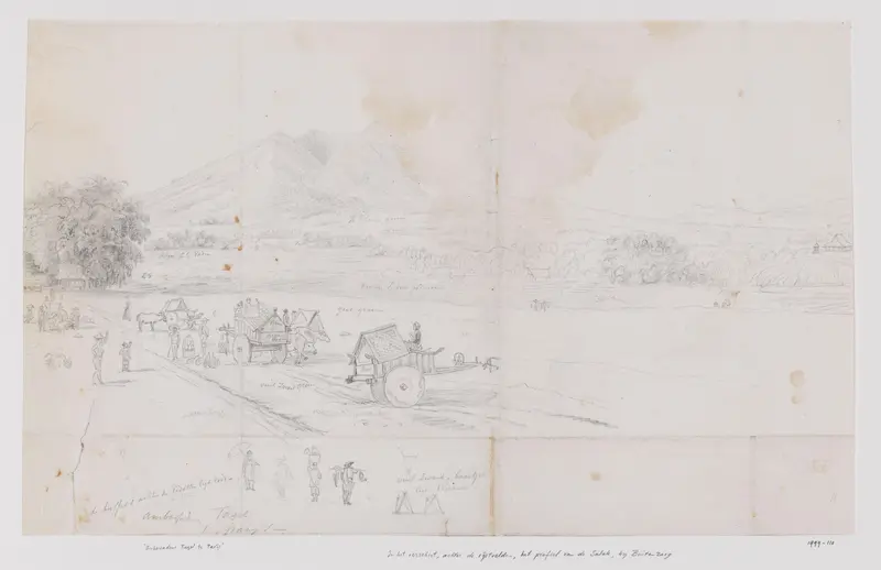 Landschap met gezicht op rijstvelden en een berg, West-Java Wall Art by Adrianus Johannes Bik - High-Resolution Digital Print