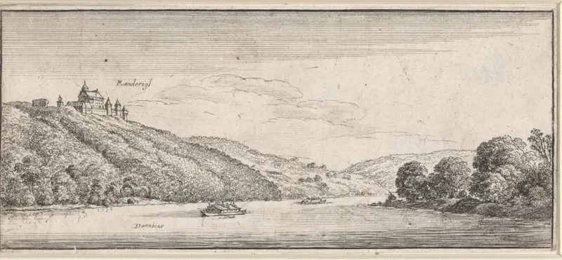 Landschap met gezicht op slot Rannariedl aan de Donau Wall Art by Wenceslaus Hollar - High-Resolution Digital Print