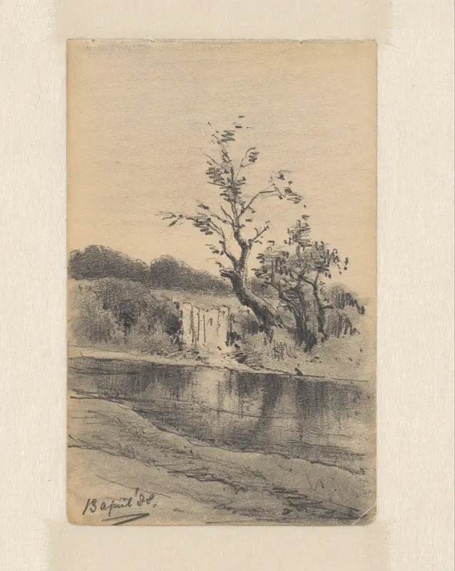 Landschap met gezicht over water langs bomen Wall Art by Pieter H.J.J. Ras - High-Resolution Digital Print