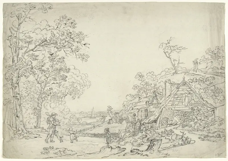 Landschap met gezin voor boerderij Wall Art by anonymous - High-Resolution Digital Print