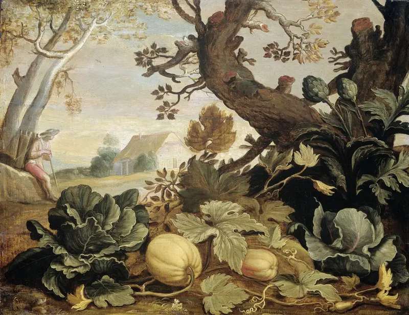 Landschap met groenten en vruchten op de voorgrond Wall Art by Abraham Bloemaert - High-Resolution Digital Print