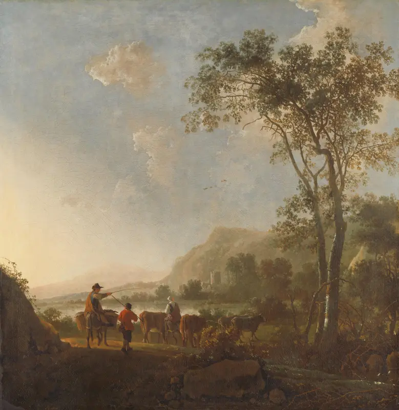Landschap met herders en vee Wall Art by Unknown - High-Resolution Digital Print