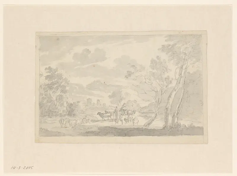 Landschap met herders en vee Wall Art by anonymous - High-Resolution Digital Print