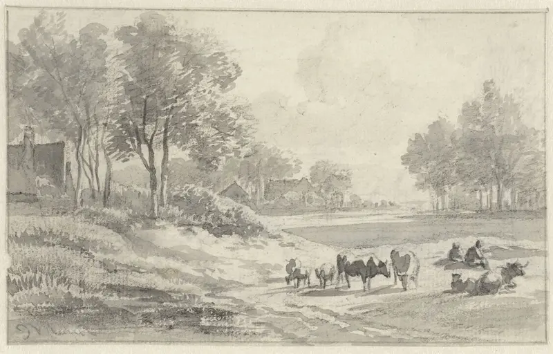 Landschap met herders en vee Wall Art by Jan van Ravenswaay - High-Resolution Digital Print