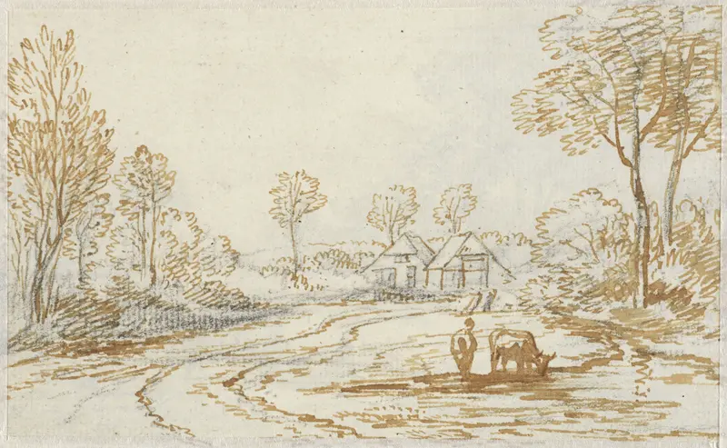 Landschap met herders en vee, met op de achtergrond twee huizen Wall Art by Jan van Ravenswaay - High-Resolution Digital Print