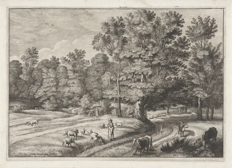 Landschap met herders in een bos Wall Art by Unknown - High-Resolution Digital Print