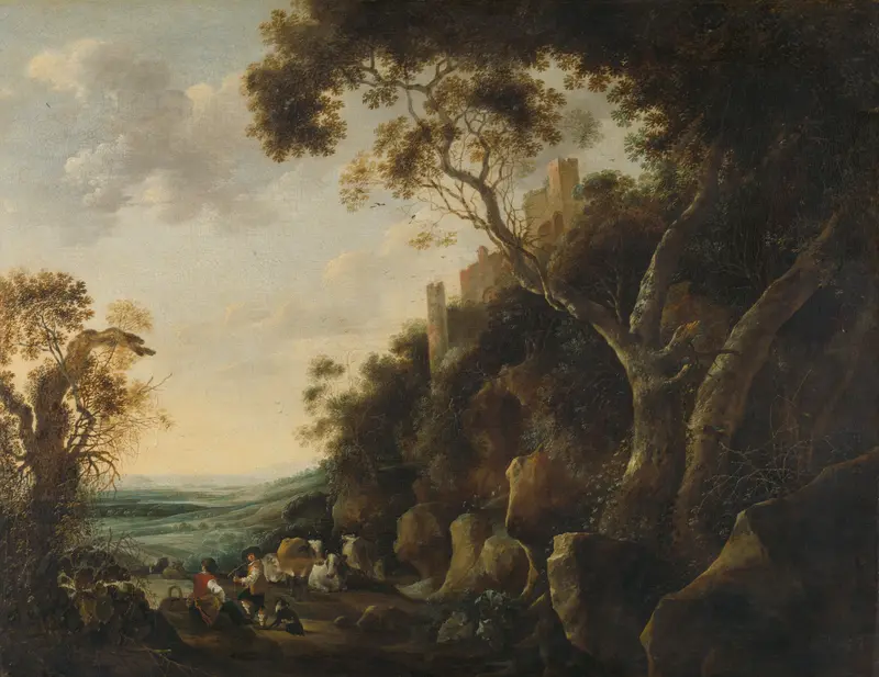 Landschap met herders Wall Art by Unknown - High-Resolution Digital Print