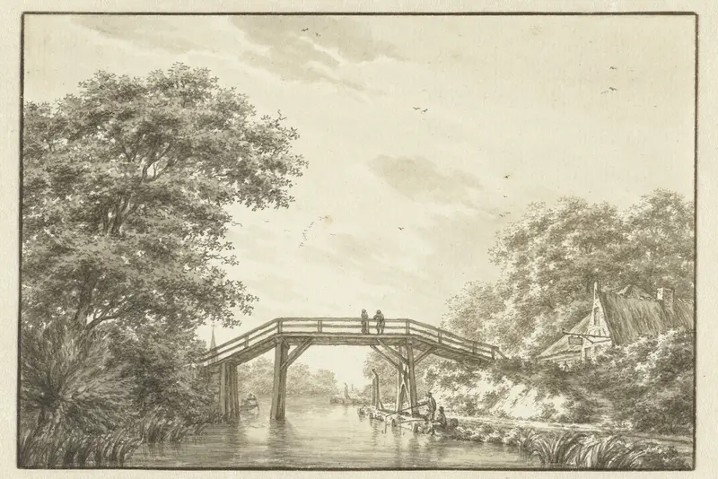 Landschap met hoge brug Wall Art by Jacob Cats (1741-1799) - High-Resolution Digital Print