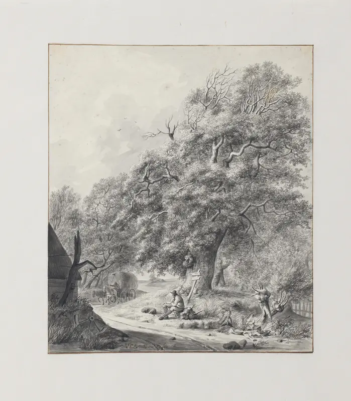 Landschap met hooiwagen op een weg Wall Art by Jacobus van der Stok - High-Resolution Digital Print
