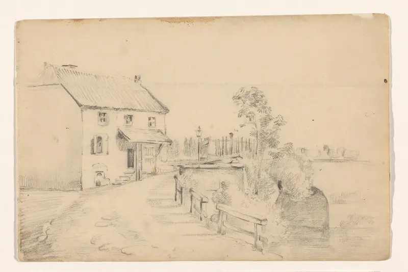 Landschap met huis en brug over water Wall Art by Jan Bedijs Tom - High-Resolution Digital Print