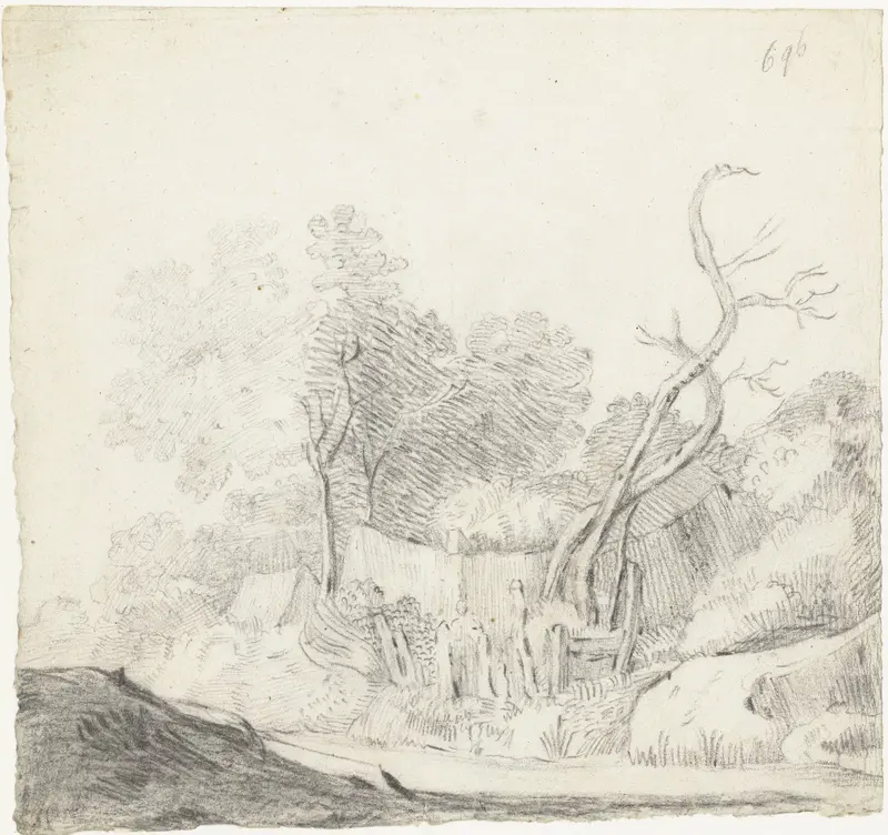 Landschap met huis tussen bomen Wall Art by Moses ter Borch - High-Resolution Digital Print