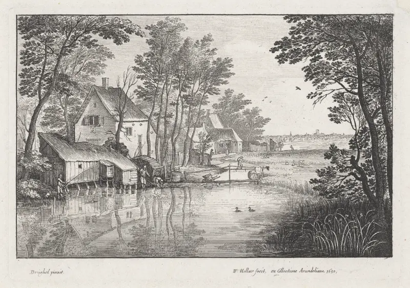 Landschap met huizen aan een sloot Wall Art by Unknown - High-Resolution Digital Print