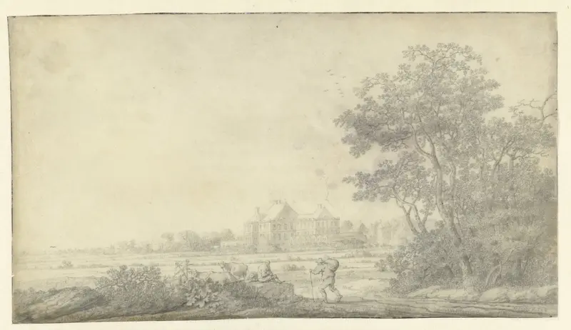 Landschap met in de verte Huis Nieuwburgh te Rijswijk Wall Art by Anthonie Jansz. van der Croos - High-Resolution Digital Print