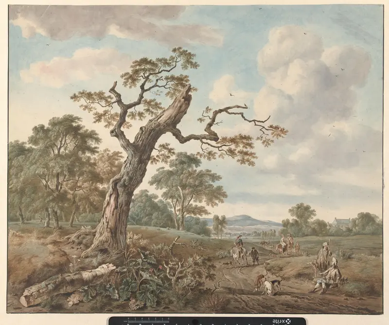 Landschap met jachtgezelschap op een landweg Wall Art by Gerard van Nijmegen - High-Resolution Digital Print