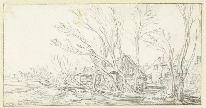 Landschap met kromme kale bomen voor boerderijen Wall Art by Jan van Goyen - High-Resolution Digital Print
