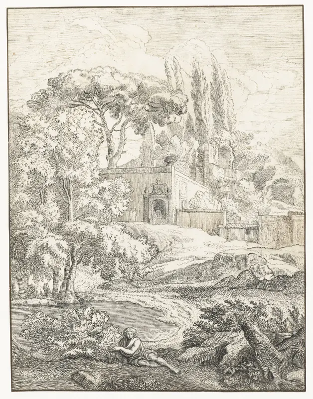 Landschap met liggende figuur Wall Art by Abraham Genoels (II) - High-Resolution Digital Print