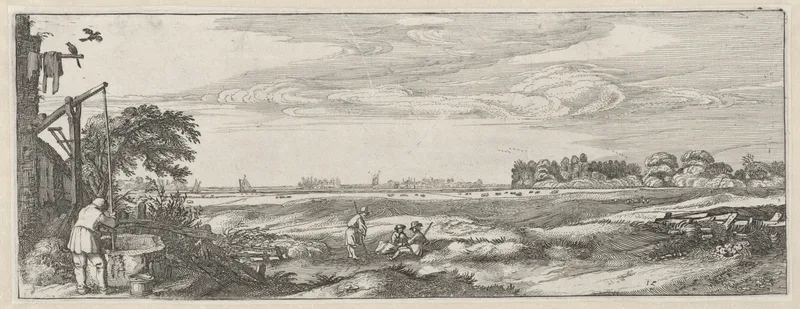 Landschap met man bij een waterput Wall Art by Jan van de Velde, II - High-Resolution Digital Print