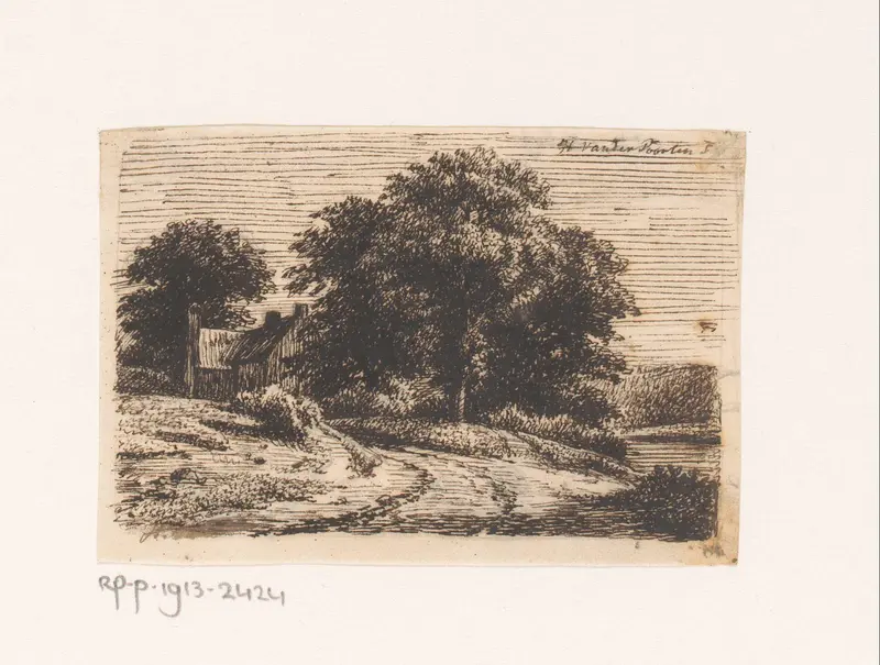 Landschap met man en vrouw onder een lindeboom Wall Art by Unknown - High-Resolution Digital Print