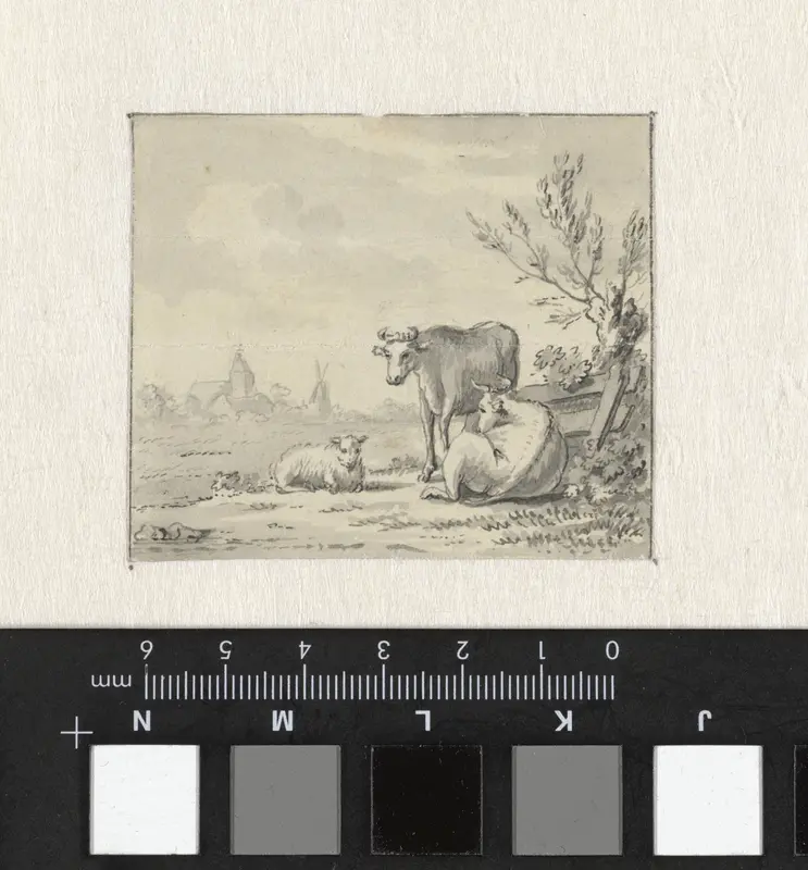 Landschap met man met koe Wall Art by Pieter de Goeje - High-Resolution Digital Print