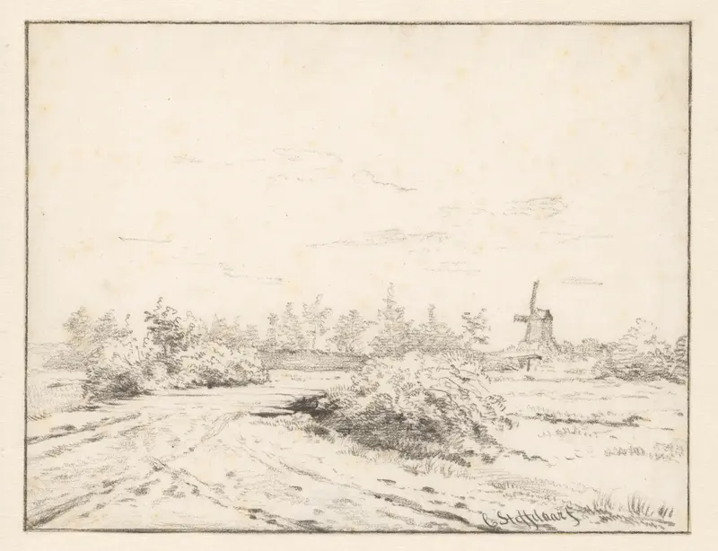Landschap met molen Wall Art by Cornelis Steffelaar - High-Resolution Digital Print