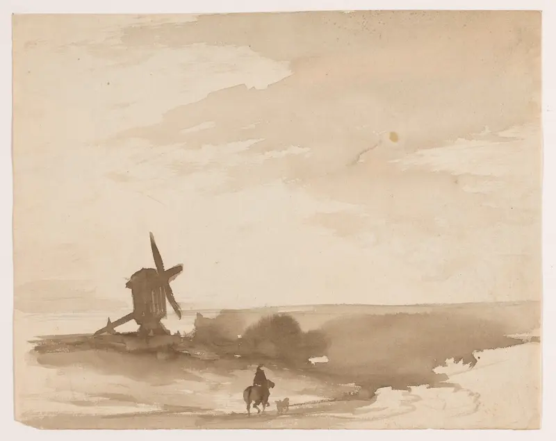 Landschap met molen aan een rivier Wall Art by Johannes Tavenraat - High-Resolution Digital Print