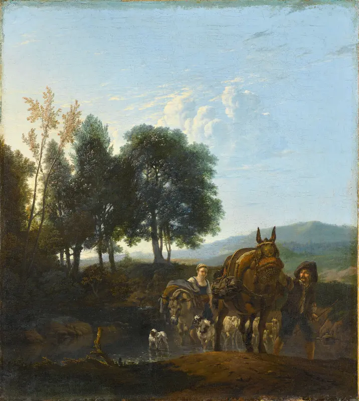 Landschap met muilezeldrijver Wall Art by Karel du Jardin - High-Resolution Digital Print