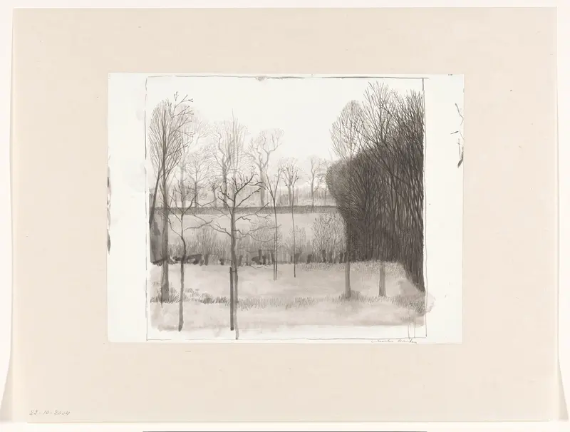 Landschap met nieuw aangeplante bomen en knotwilgen Wall Art by Unknown - High-Resolution Digital Print
