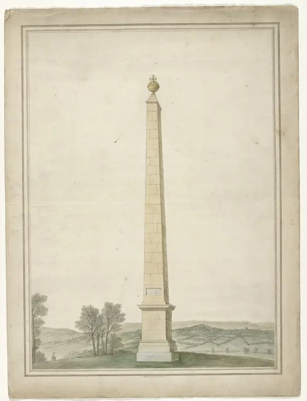 Landschap met obelisk ter ere van het koningschap van George II Augustus, koning van Engeland, in oktober 1727 Wall Art by anonymous - High-Resolution Digital Print