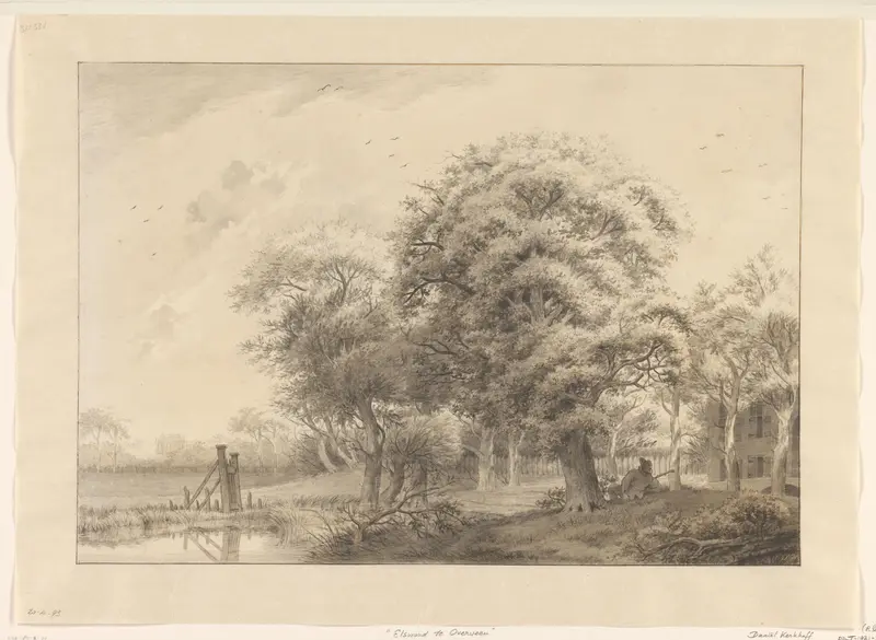 Landschap met op de achtergrond een in neoclassicistische stijl gebouwde buitenplaats Wall Art by Daniël Kerkhoff - High-Resolution Digital Print