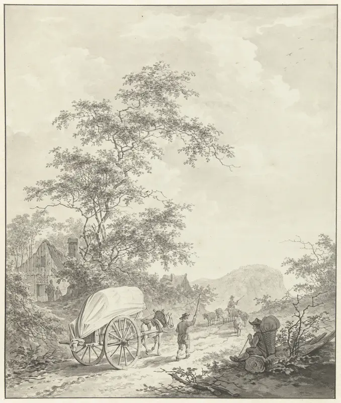 Landschap met paard en wagen Wall Art by Daniël Dupré - High-Resolution Digital Print