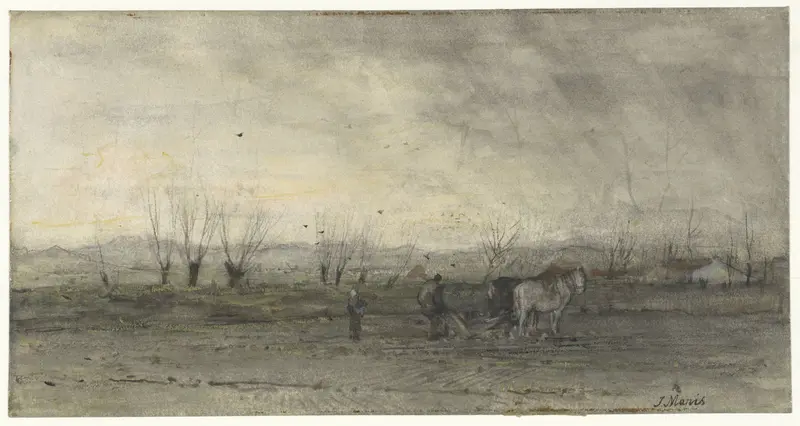 Landschap met ploegende boer Wall Art by Unknown - High-Resolution Digital Print