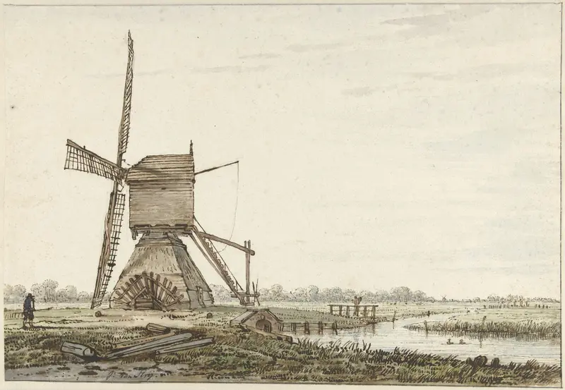 Landschap met poldermolen Wall Art by Unknown - High-Resolution Digital Print