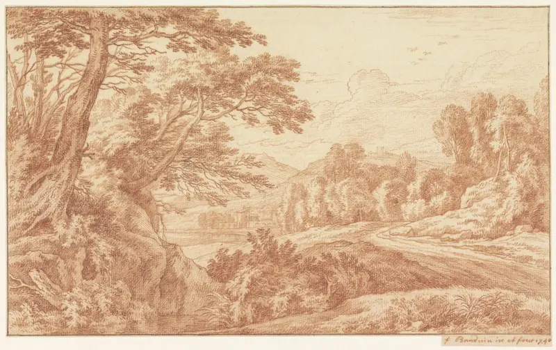 Landschap met rechts een landweg Wall Art by Frans Boudewijns - High-Resolution Digital Print