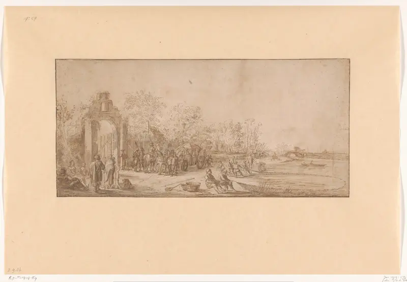 Landschap met reizigers en vissers Wall Art by Nicolaes van Lijnhoven - High-Resolution Digital Print