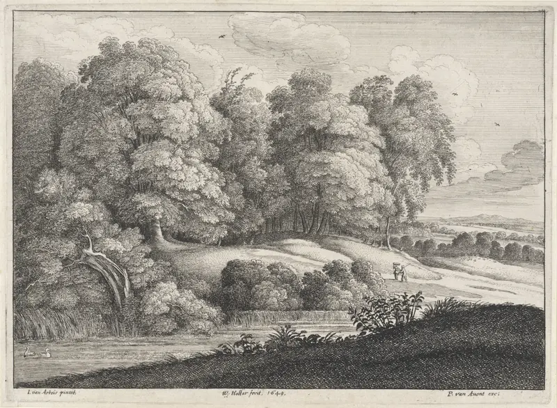 Landschap met rivier aan de bosrand Wall Art by Unknown - High-Resolution Digital Print