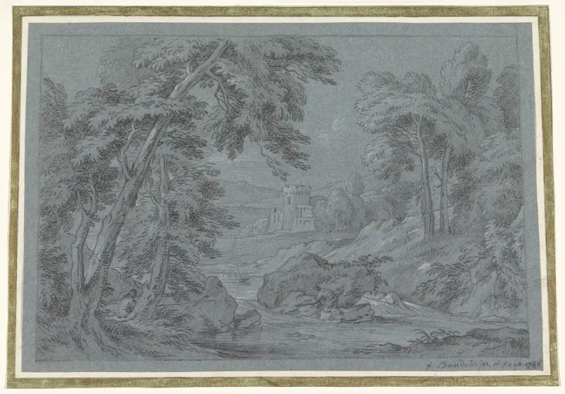 Landschap met rivier en in de verte een kasteel Wall Art by Frans Boudewijns - High-Resolution Digital Print