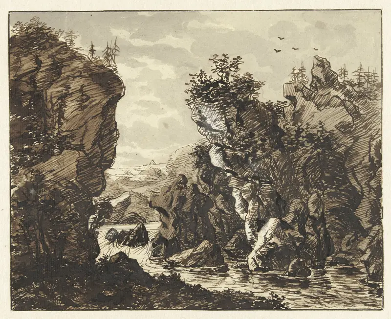 Landschap met rivier tussen rotsen Wall Art by Ernst Willem Jan Bagelaar - High-Resolution Digital Print