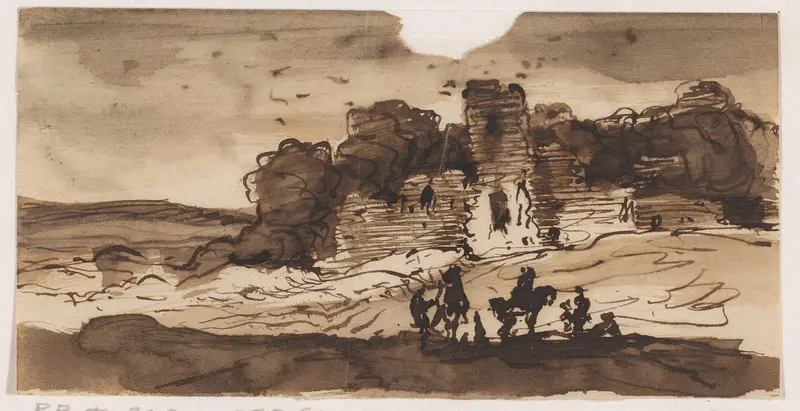 Landschap met ruïne en ruiters Wall Art by Johannes Tavenraat - High-Resolution Digital Print
