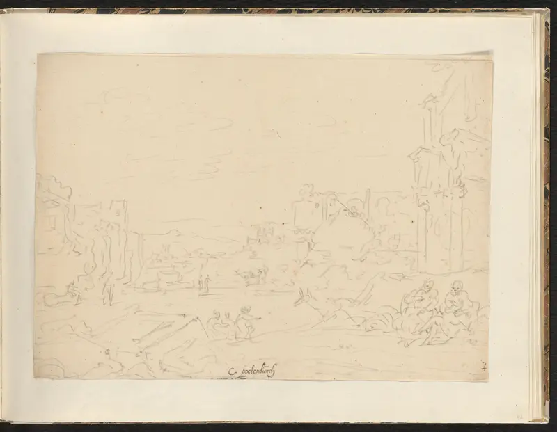 Landschap met ruïnes en mensen Wall Art by Unknown - High-Resolution Digital Print