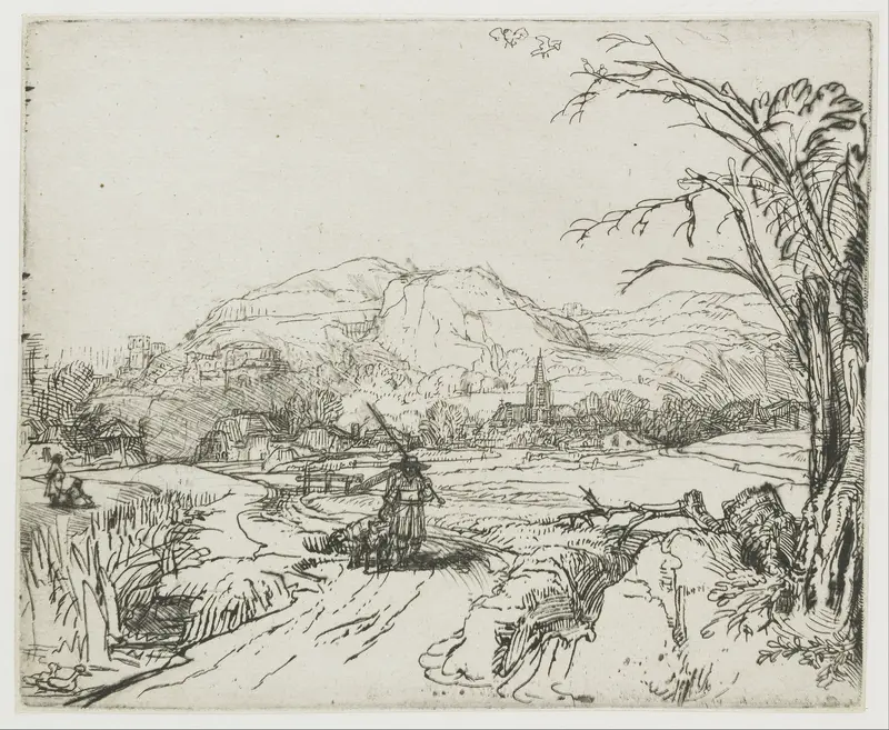 Landschap met schaapherder en hond Wall Art by Rembrandt van Rijn - High-Resolution Digital Print