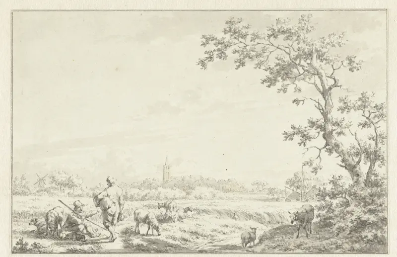 Landschap met schaapherder Wall Art by Jacob Cats (1741-1799) - High-Resolution Digital Print