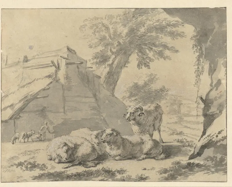 Landschap met schapen Wall Art by Unknown - High-Resolution Digital Print