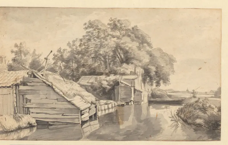 Landschap met schuren langs een wetering Wall Art by Unknown - High-Resolution Digital Print