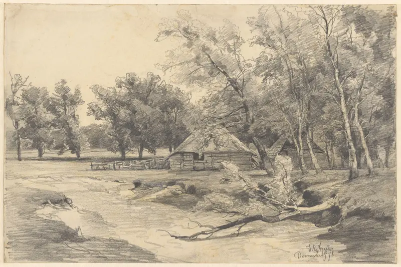 Landschap met schuur te Doorwerth Wall Art by Unknown - High-Resolution Digital Print