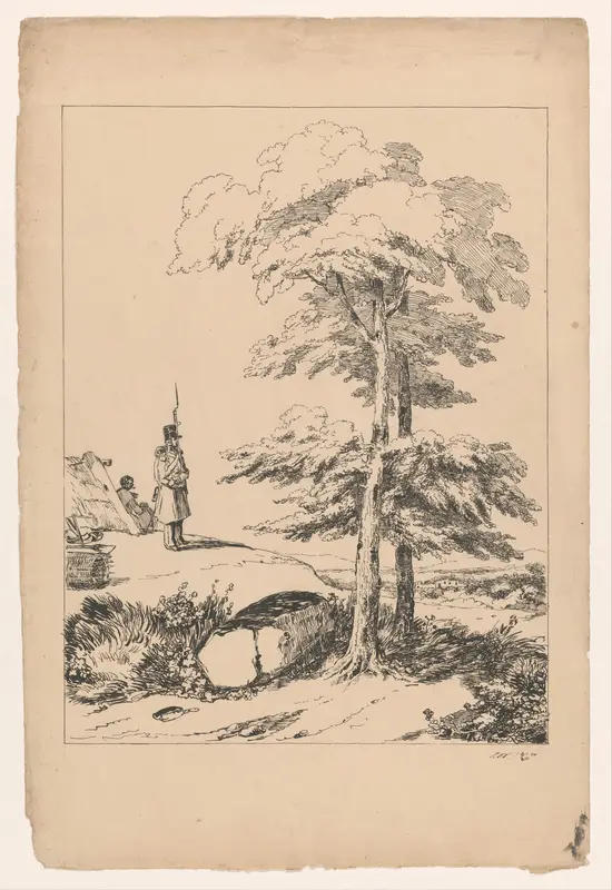 Landschap met soldaat op wacht voor een tent Wall Art by Isaac Weissenbruch - High-Resolution Digital Print