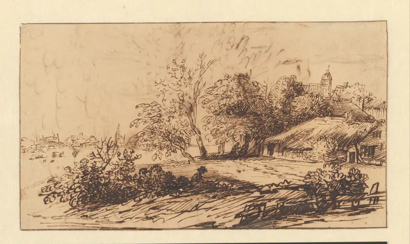 Landschap met tekenaar Wall Art by Jacob Koninck (I) - High-Resolution Digital Print