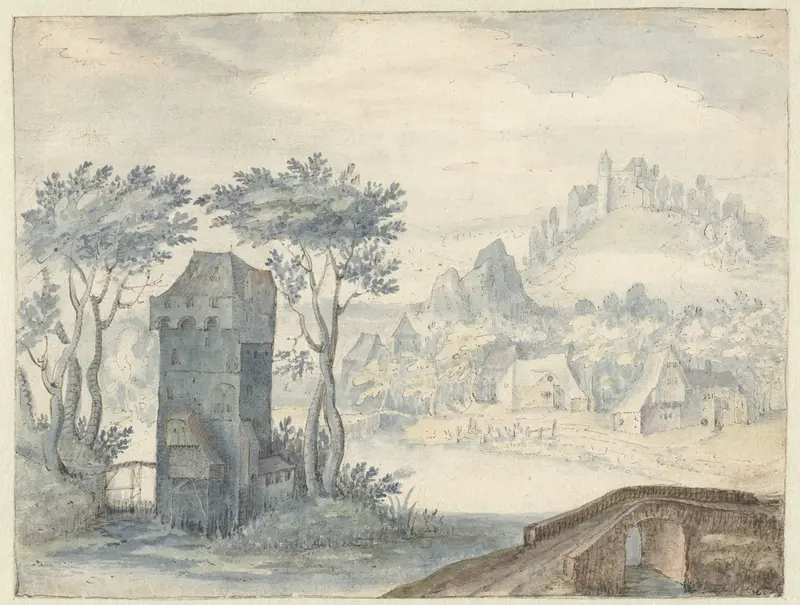 Landschap met toren tussen bomen Wall Art by Unknown - High-Resolution Digital Print