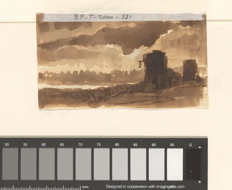 Landschap met toren Wall Art by Unknown - High-Resolution Digital Print